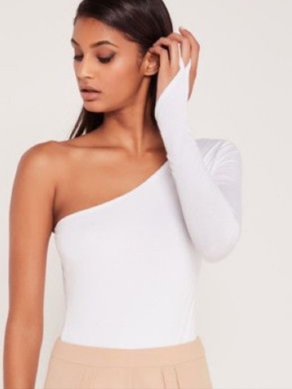 Carli Byble X Missguided White One Sleeve Body Suit US Size 8